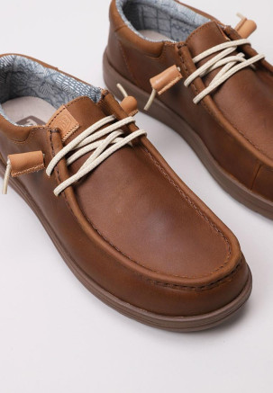 HEY DUDE WALLY GRIP CRAFT LEATHER Braun