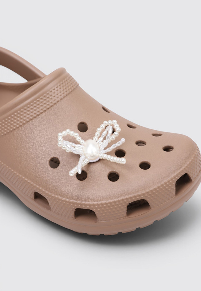 CROCS WHITE PEARL BEADED BOW Blanco