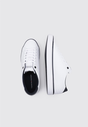 TOMMY HILFIGER TH HI VULC CORE LOW LEATHER ESS Blanco